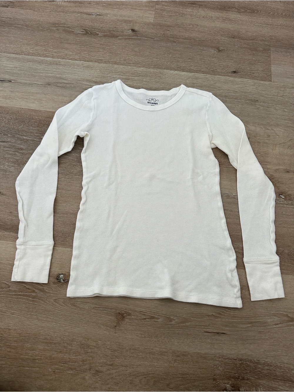 Old Navy White Waffle-Knit Long Sleeve Top